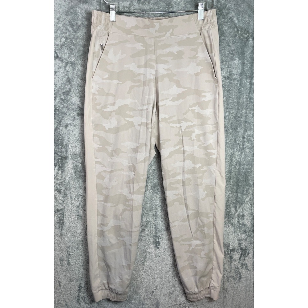 Athleta Brooklyn Joggers Women's 8 Beige Camouflage Pull‎ On Pants Pockets Gym